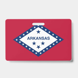 Name Badge with flag of Arkansas State, USA ID Badge