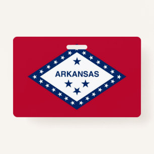 Name Badge with flag of Arkansas State, USA ID Badge