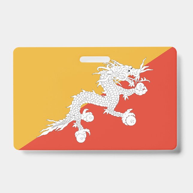 Name Badge with flag of Bhutan ID Badge (Front)