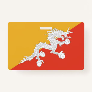 Name Badge with flag of Bhutan ID Badge