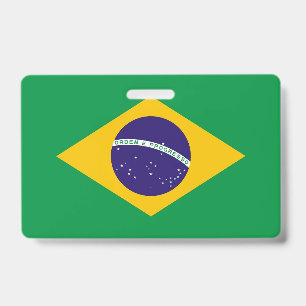 Name Badge with flag of Brazil ID Badge