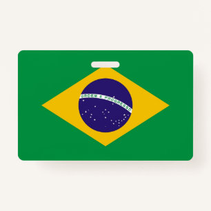 Name Badge with flag of Brazil ID Badge