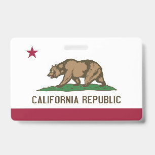 Name Badge with flag of California State, USA ID Badge
