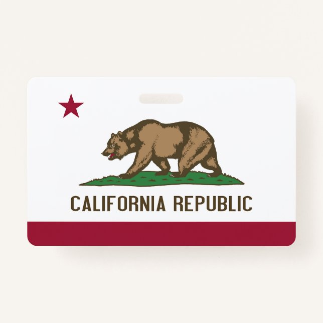 Name Badge with flag of California State, USA ID Badge (Front)