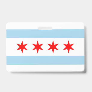 Name Badge with flag of Chicago City, USA ID Badge