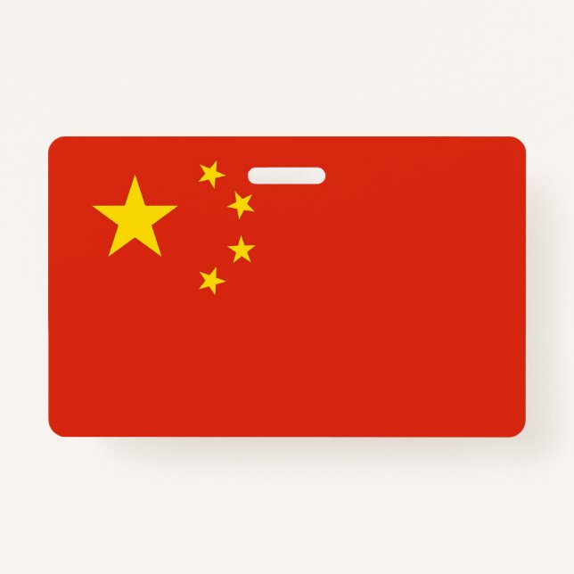 Name Badge with flag of China ID Badge (Front)
