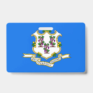 Name Badge with flag of Connecticut State, USA ID Badge
