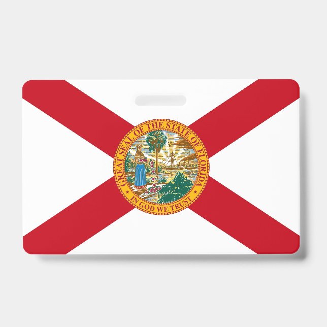 Name Badge with flag of Florida State, USA ID Badge (Front)