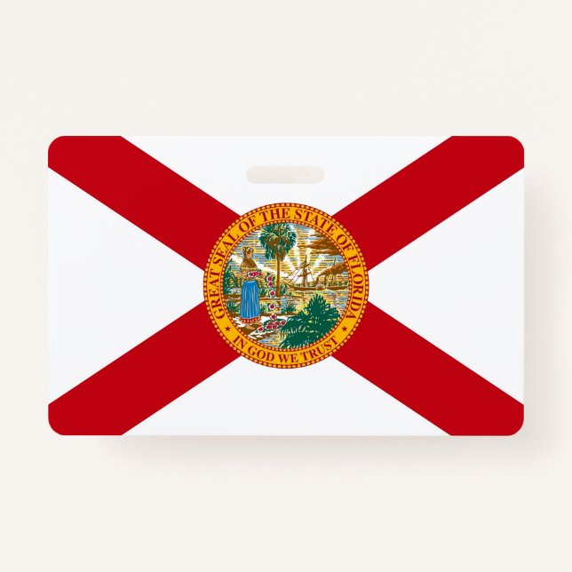 Name Badge with flag of Florida State, USA ID Badge (Front)