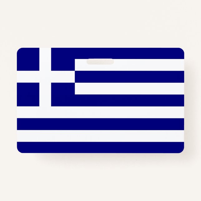 Name Badge with flag of Greece ID Badge (Front)