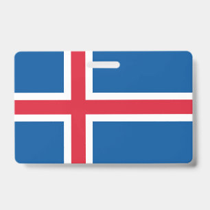 Name Badge with flag of Iceland ID Badge