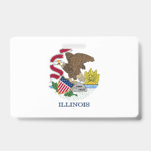 Name Badge with flag of Illinois State, USA ID Badge