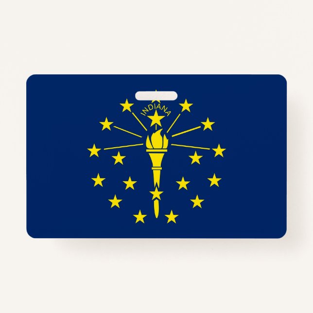 Name Badge with flag of Indiana State, USA ID Badge (Front)