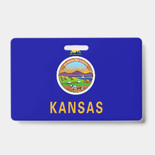 Name Badge with flag of Kansas State, USA ID Badge