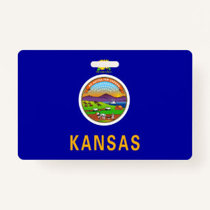 Name Badge with flag of Kansas State, USA ID Badge
