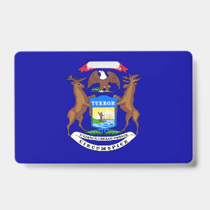Name Badge with flag of Michigan State, USA ID Badge