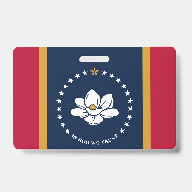 Name Badge with flag of Mississippi, USA ID Badge (Front)