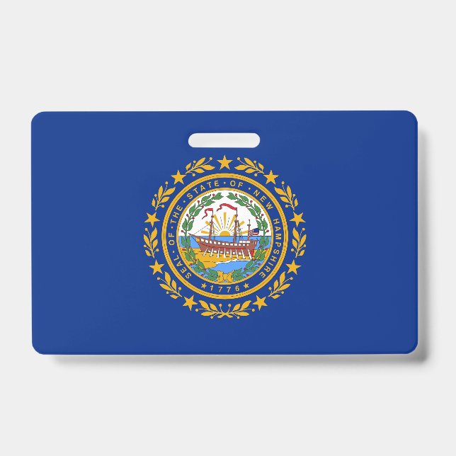 Name Badge with flag of New Hampshire State, USA ID Badge (Front)
