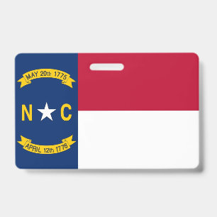Name Badge with flag of North Carolina State, USA ID Badge