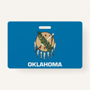 Name Badge with flag of Oklahoma State, USA ID Badge