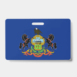 Name Badge with flag of Pennsylvania State, USA ID Badge
