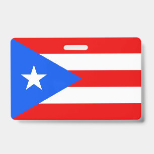 Name Badge with flag of Puerto Rico, USA ID Badge