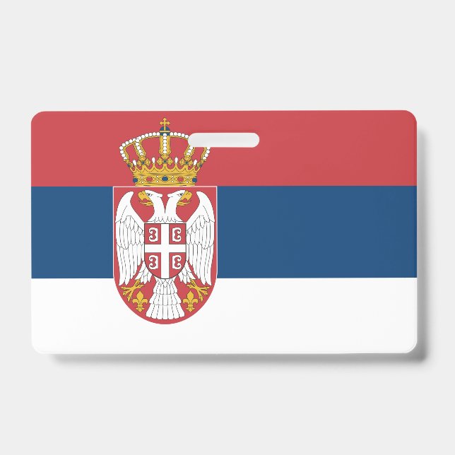 Name Badge with flag of Serbia ID Badge (Front)