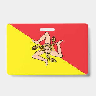 Name Badge with flag of Sicily, Italy ID Badge
