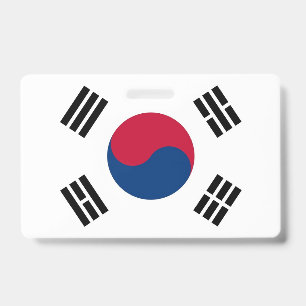 Name Badge with flag of South Korea ID Badge