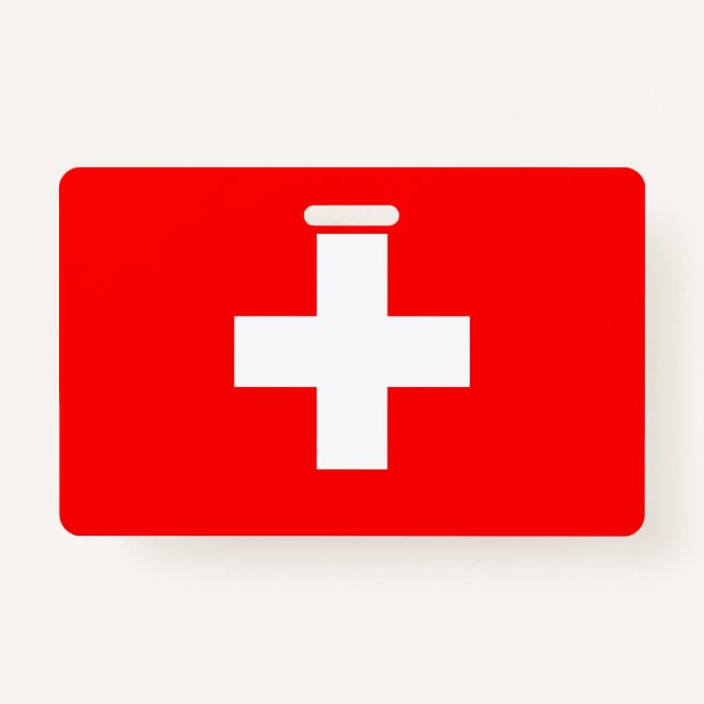 Name Badge with flag of Switzerland ID Badge (Front)
