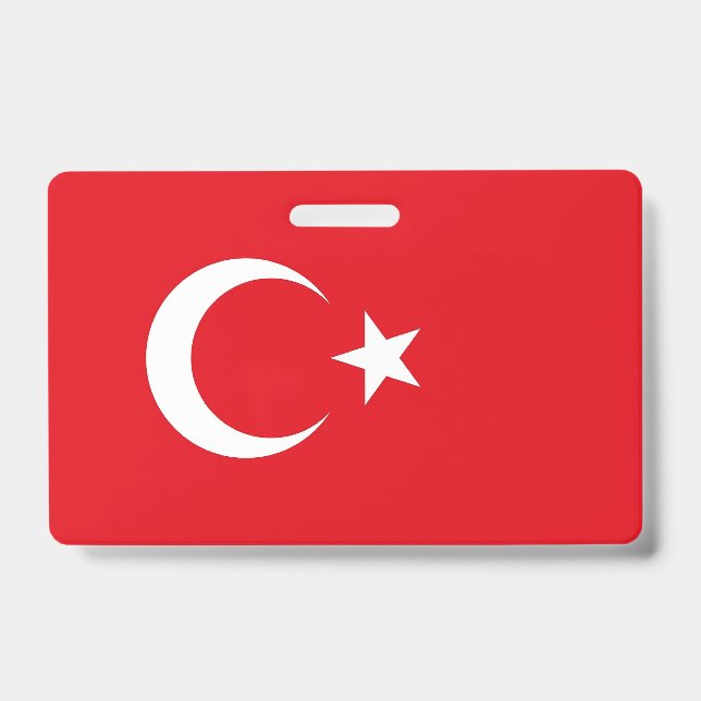 Name Badge with flag of Turkey ID Badge (Front)