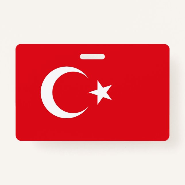 Name Badge with flag of Turkey ID Badge (Front)