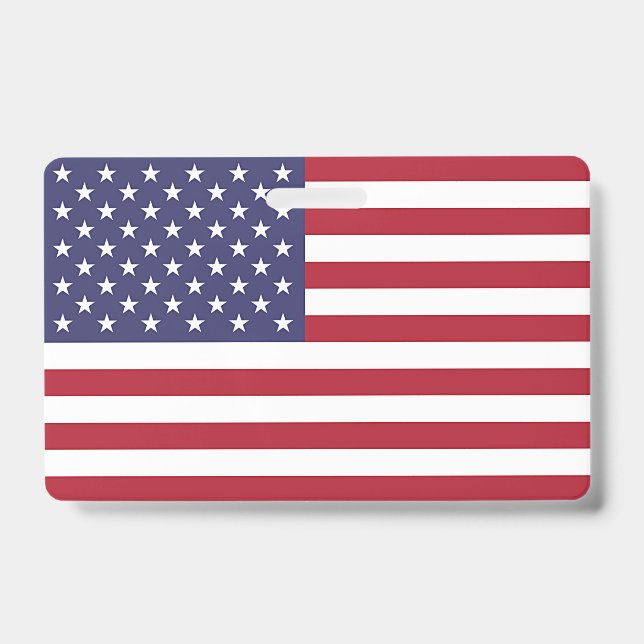 Name Badge with flag of United States of America ID Badge (Front)