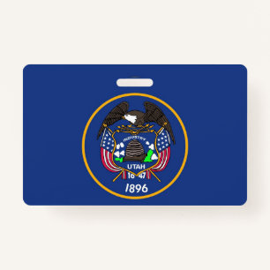 Name Badge with flag of Utah State, USA ID Badge