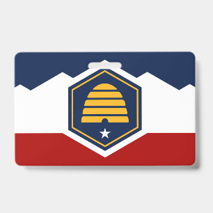 Name Badge with flag of Utah, USA ID Badge