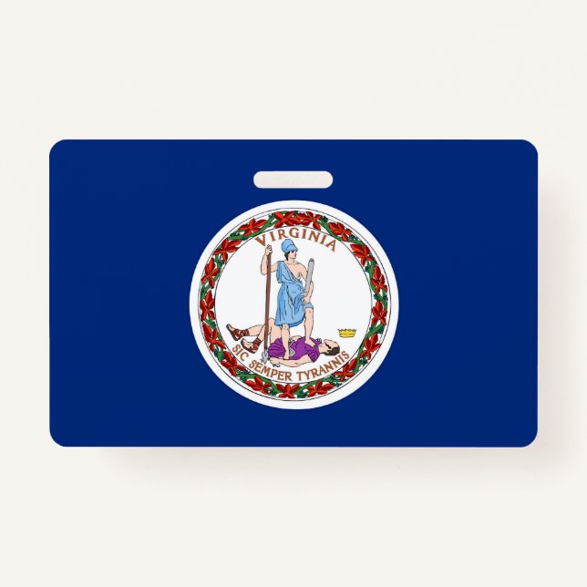 Name Badge with flag of Virginia State, USA ID Badge (Front)