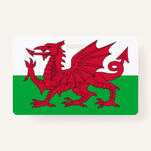 Name Badge with flag of Wales, United Kingdom ID Badge