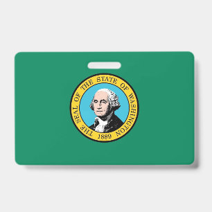 Name Badge with flag of Washington State, USA ID Badge