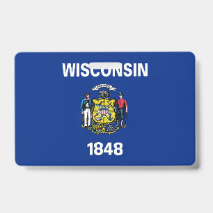 Name Badge with flag of Wisconsin State, USA ID Badge