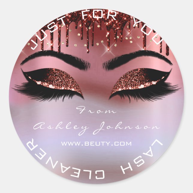 Name Beauty Lashes Burgundy Ombre Lashes Eyes Classic Round Sticker (Front)