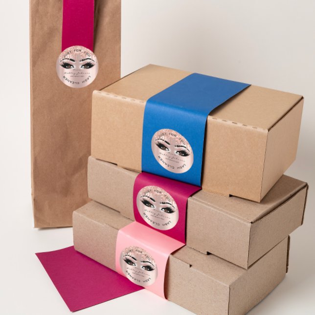 Name Beauty Lashes Drips Pink Gold Lashes Cleaner Classic Round Sticker (Name Beauty Lashes Drips Pink Gold Lashes Cleaner Classic Round Sticker)