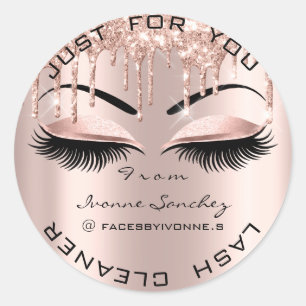 Name Beauty Lshes Drips Pink Brows Lashes Social Classic Round Sticker