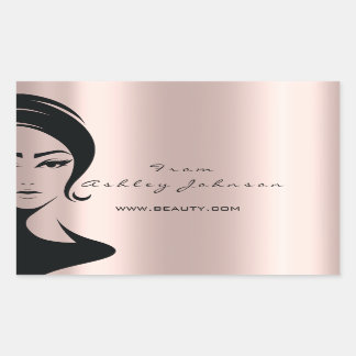 Name Beauty Lshes Drips Pink Gold Lashes Vintage Rectangular Sticker