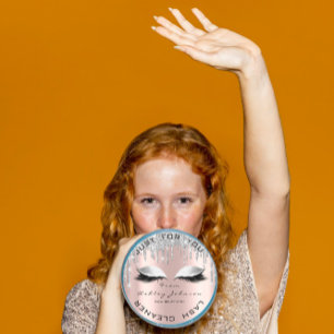 Name Beauty Lshes Drips Rose Grey Lashes Cleaner Classic Round Sticker