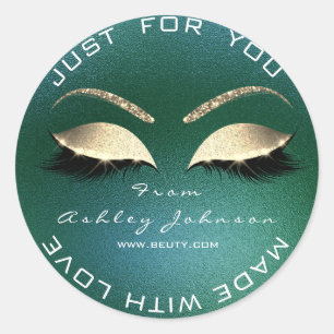 Name Beauty Salon Glitter Deep Green Thank You Classic Round Sticker