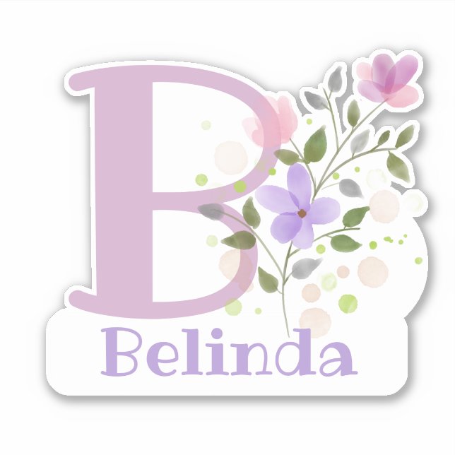 Name Belinda plus Initial with Floral Design (Front)