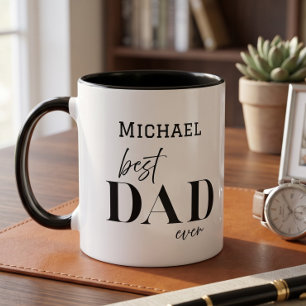 Name Best Dad Ever Simple Typography Father Mug
