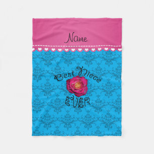 Name best niece ever pink rose sky blue damask fleece blanket