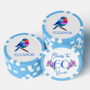 Name Birdie Forget Me Not Flowers 60th Birthday  Poker Chips