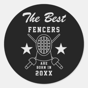 Name Birth Year Fencing Birthday T Shirt Classic Round Sticker